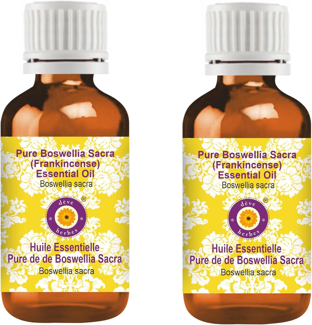 Deve Herbes Pure Boswellia Sacra (Frankincense) Essential Oil (Boswellia Sacra) Steam Distilled 100ml X 2 (6.76 oz)