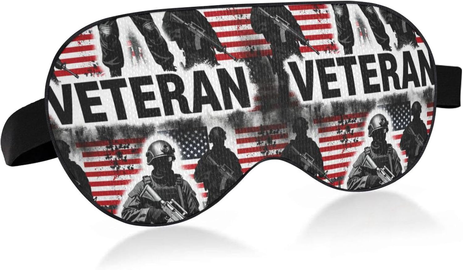 Travel Essential Sleeping Eye Cover with Elastic Adjustable Band Blackout Motel Vintage American Flag Military Hotel