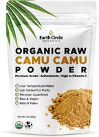 Earth Circle Organics Camu Camu Powder – Organic Raw Berry Powder with Natural Vitamin C & Antioxidants – Vegan, Kosher, Non-GMO Superfood for Immunity & Energy – 3oz (Pack of 1)