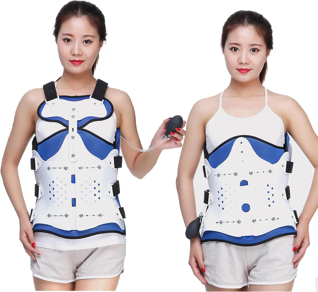 TLSO Full Back Brace, Inflatable Thoracolumbar Fixed Spinal Support - Adjustable Orthosis Brace for Spine Fracture, Scoliosis Correction, Post-Operative Recovery & Posture Improvement