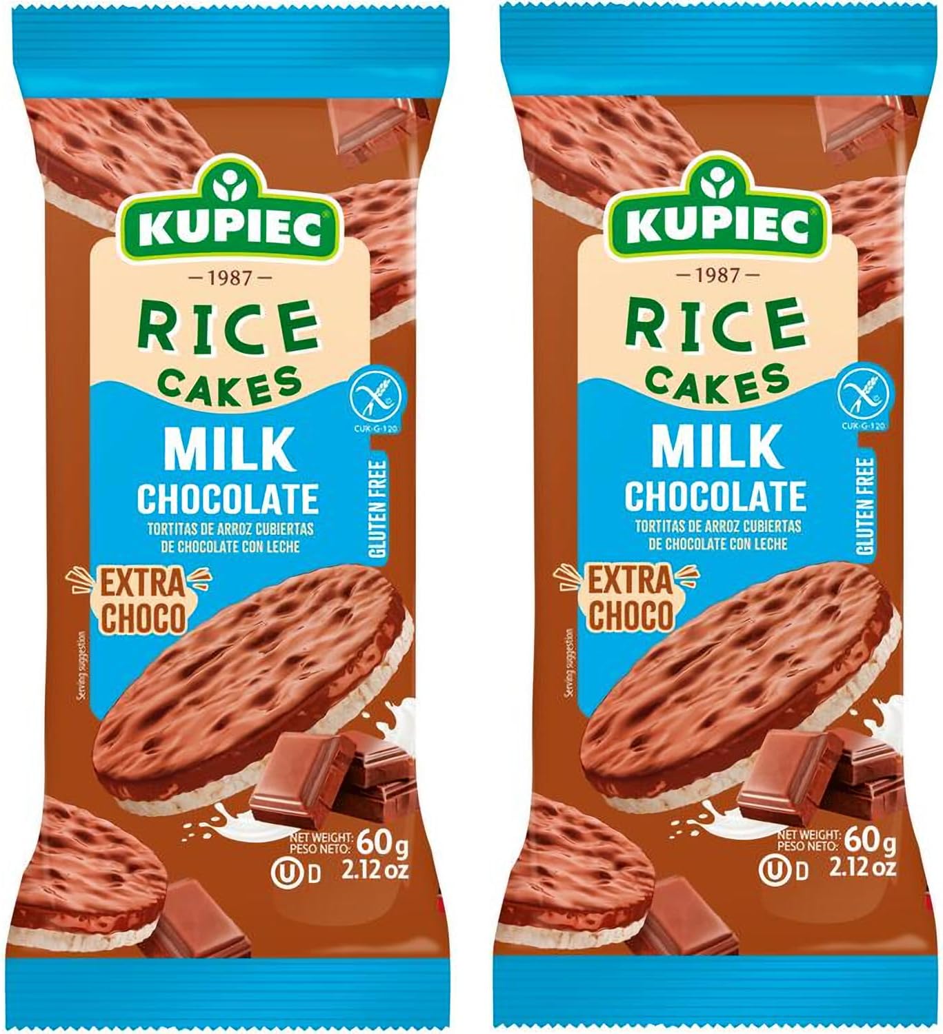 KUPIEC RICE CAKES WITH MILK BELGIAN CHOCOLATE 9OG (3.1 0Z) 2PACK