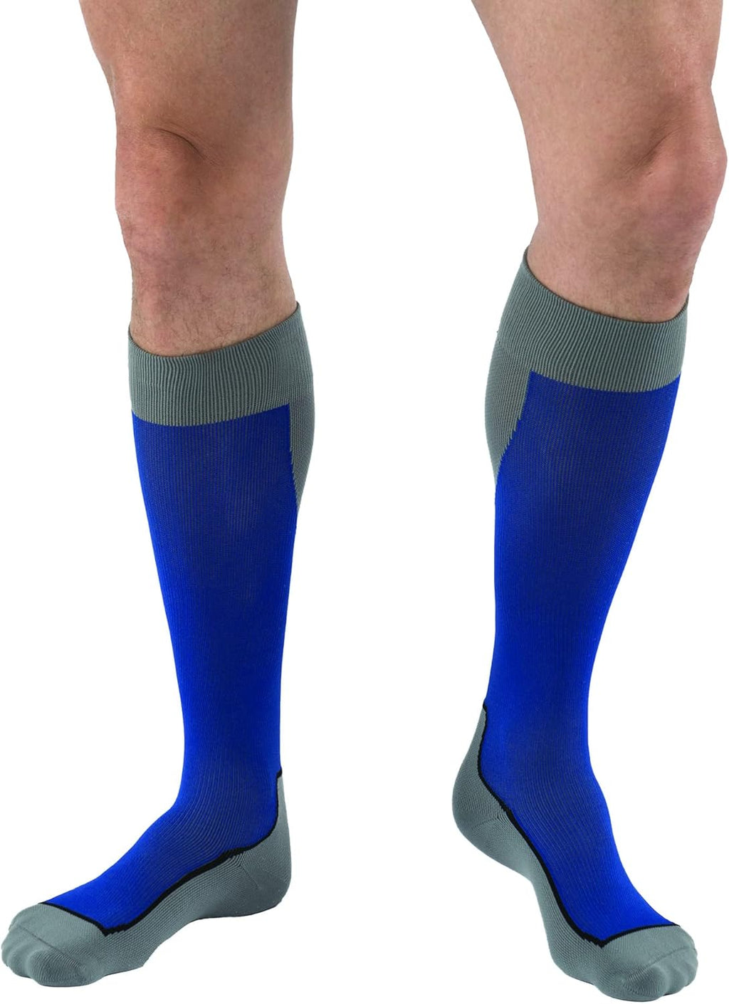 JOBST Sport Compression Socks 15-20 mmHg, Knee High, Closed Toe, Royal Blue/Gray, X-Large