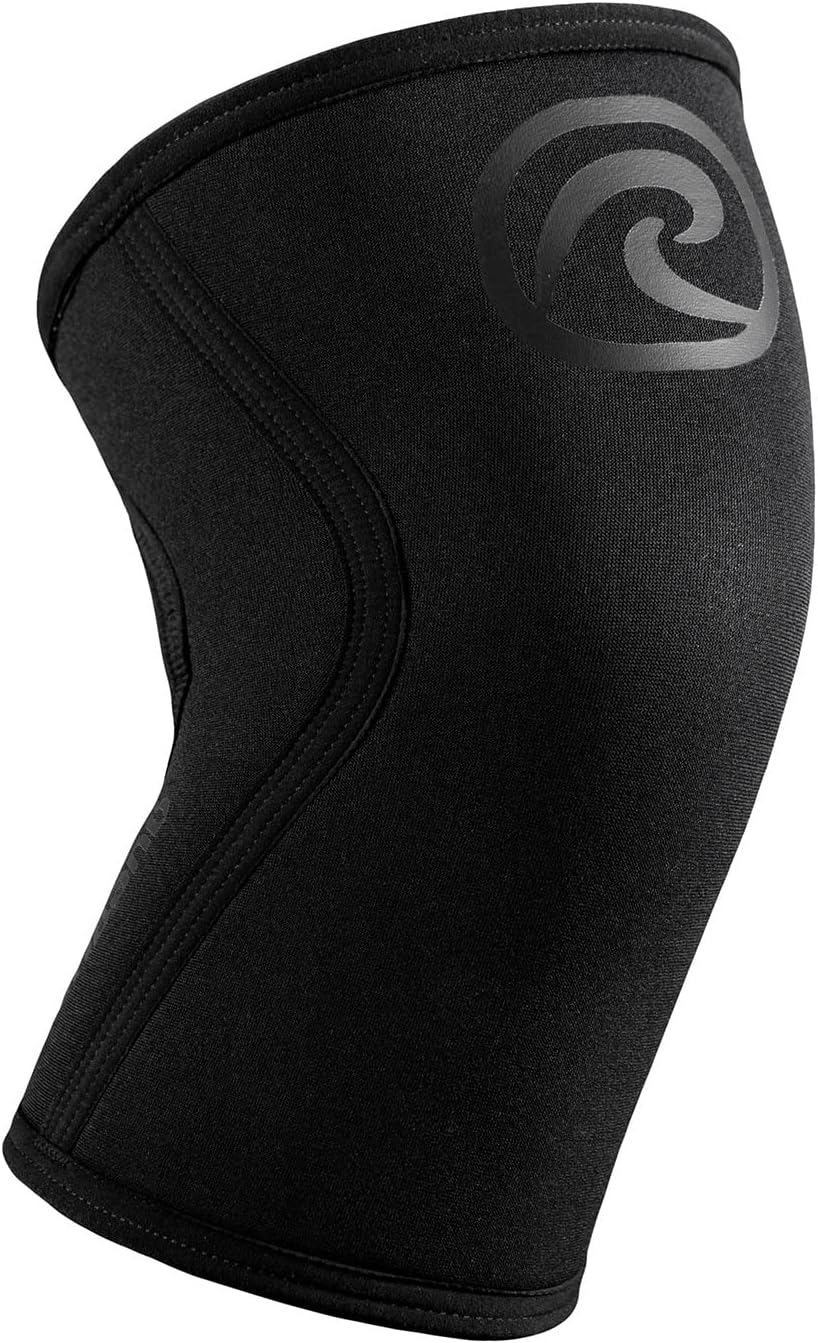 Rehband Rx Knee Sleeves, 7mm neoprene knee support, workout knee compression sleeve for weightlifting, strongman, crossfit, heavy weight training, Colour:Carbon/Black, Size:X-Large