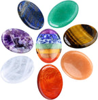 Erliway 8Pcs Thumb Worry Stones Set for Anxiety and Stress, Natural 1.77" Chakra Crystals Worry Stone Bulk, Oval Healing Pocket Palm Stone for Stress Relief Relax Meditation Therapy Home Decor