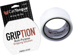 CATTONGUE GRIPS Non-Abrasive Grip Tape Wrap - 2” Thick Heavy-Duty, Waterproof Anti-Slip Tape for Wrapping Tools, Bats, Gym Equipment - Indoor & Outdoor Anti-Slip Solution (Clear, 10ft)