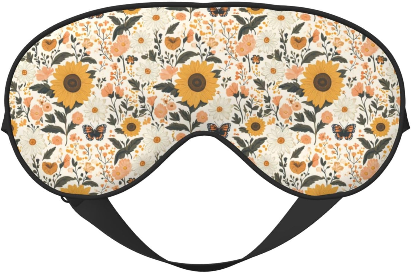 Eye Sleep Mask for Women Men - Adjustable Buckle Flower Sunflower Butterfly Print Travel Eye Masks for Sleep Mask Blackout, Comfy Sleeping Blindfolds for Women Men, Funny Blindfolds for Party Games