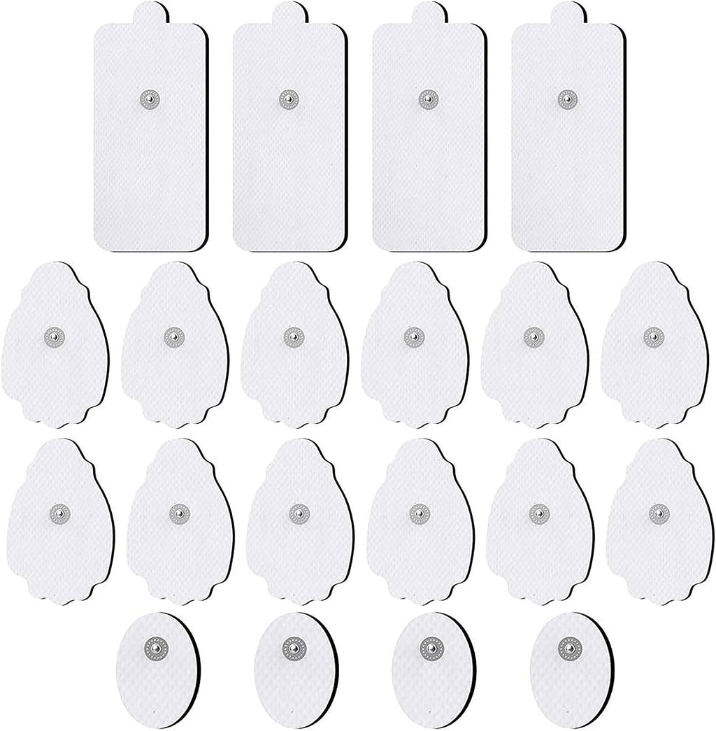 TENS/EMS Unit Replacement Pads NURSAL 20 Pack 3.5mm Snap Electrode Patches for Electrotherapy, Reusable Self-Adhesive Electrodes Pads, Compatible with Belifu, AVCOO, MEDVICE TENS (White)