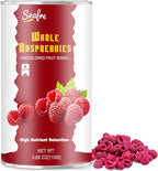 Freeze Dried Raspberries, Freeze Dried Fruit, 110G/3.88OZ Whole Frozen Raspberries, No Sugar Added, Healt-hy Snacks for Cocktails, Cake, Baking, Sorbet, Tea, Yogurt