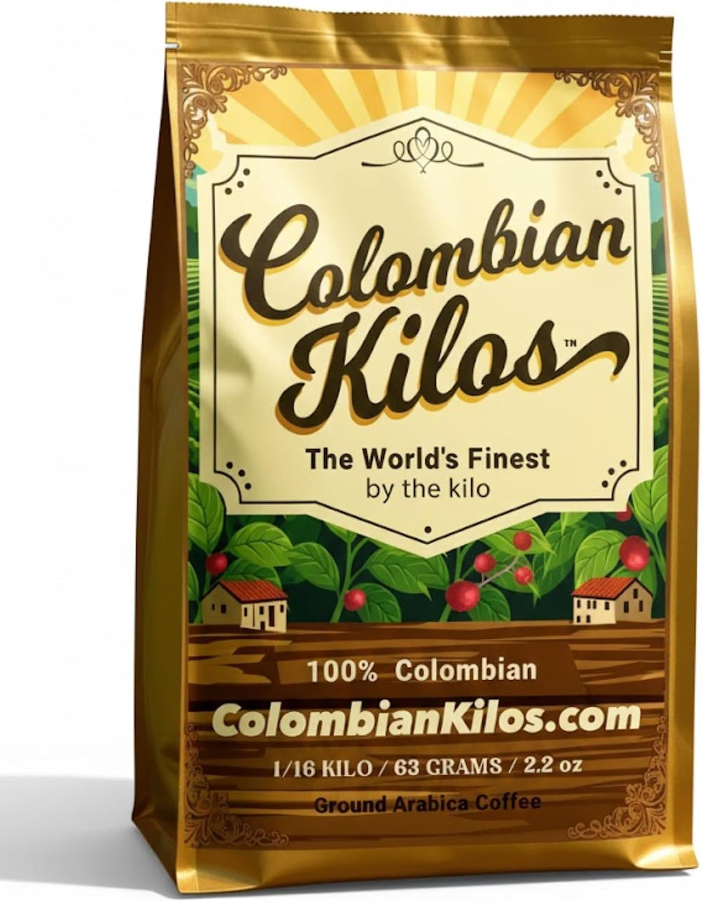 Colombian Kilos 4 cups Sampler, Ground Arabica Ultra-Premium Medium Roast, 100% Colombian Unblended Single Origin, 2.2oz, 63 grams