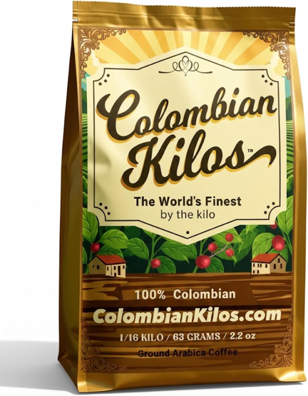 Colombian Kilos 4 cups Sampler, Ground Arabica Ultra-Premium Medium Roast, 100% Colombian Unblended Single Origin, 2.2oz, 63 grams