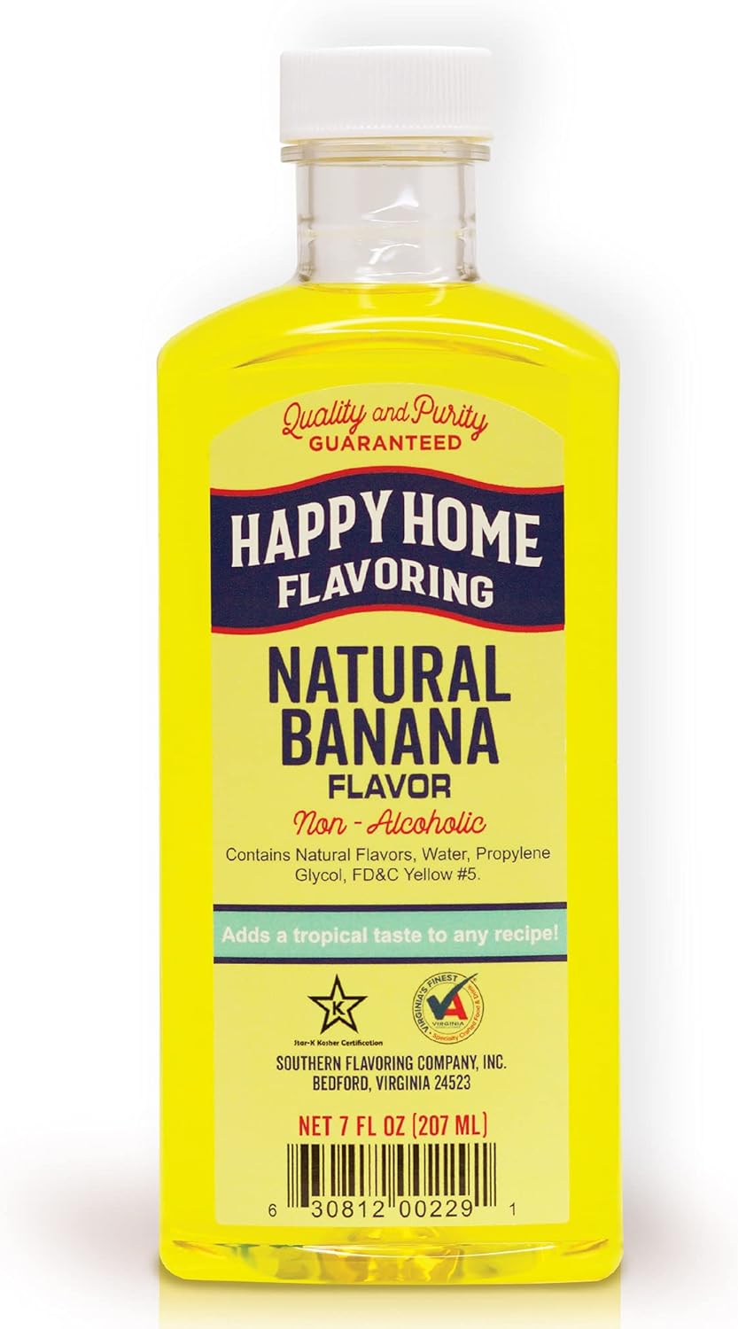 Happy Home Natural Banana Flavoring, Non-alcoholic, Certified Kosher, 7oz.