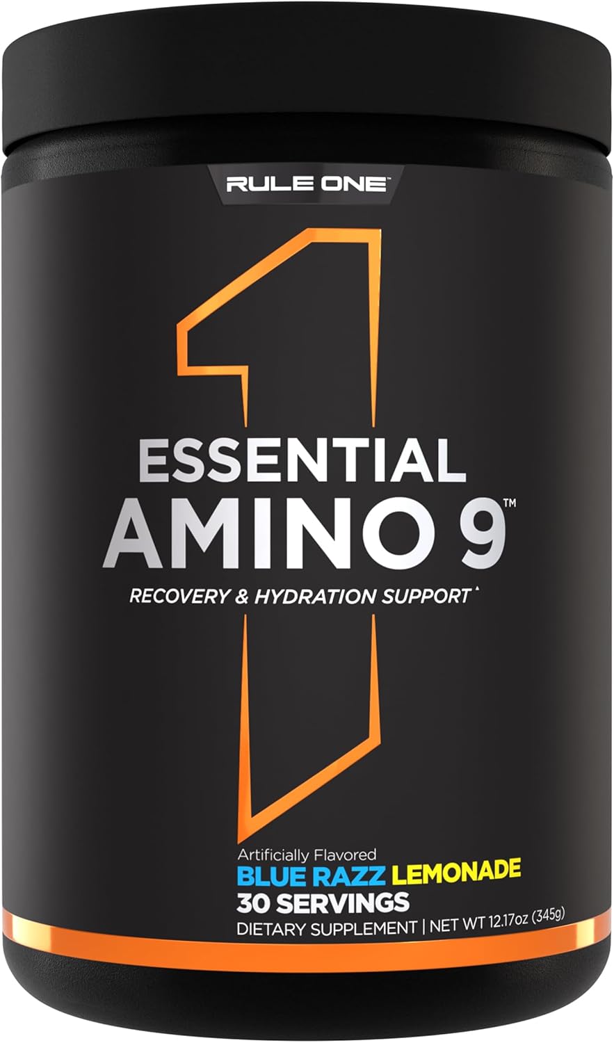 Rule 1 Proteins Essential Amino 9 – Recovery & Hydration Support with 7.5g of Essential Amino Acids + Electrolytes (30 Servings, Blue Razz Lemonade)