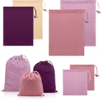 Hillban 6 Pcs Adult Toy Storage Bags Satin Drawstring Gift Bags Adjustable Silk Pouch Lightweight Multipurpose Foldable Stuff Sack Travel Bag for Women, 3 Sizes(Sml,Pink and Purple)