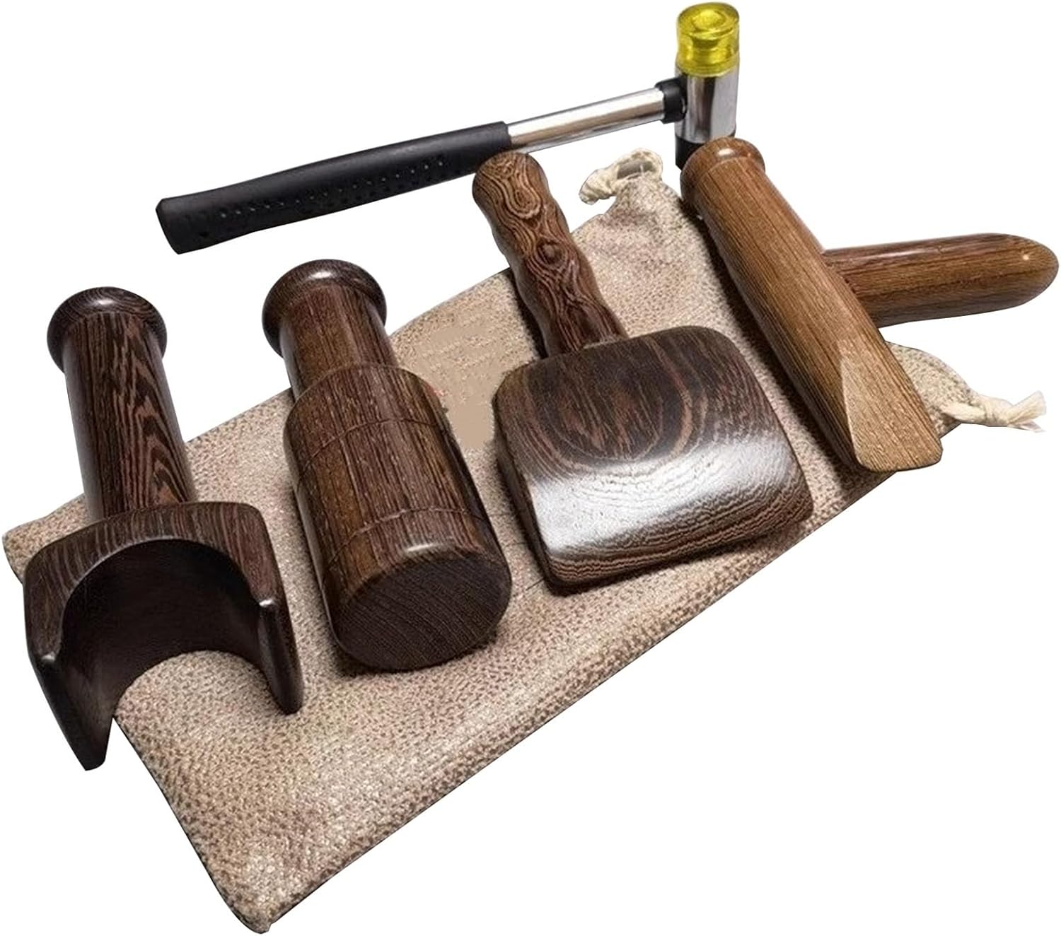 NICHOY Massage Hammer Reset Aquipment,Chiropractic Adjustment Tools Hammer and Chisel,Wedge Massager Wooden Tool Deep Tissue Therapy, Tok Sen Tools(B)