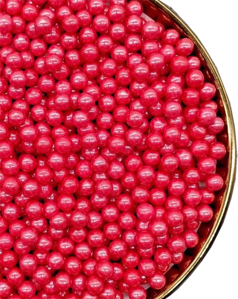 Red Sprinkles Edible Pearls,Cake Sprinkles 130g 4.6OZ,Cookie Sprinkles,Sugar Pearl, Edible Candy Pearls for Cake Cupcake Decorationg (7mm-Red)