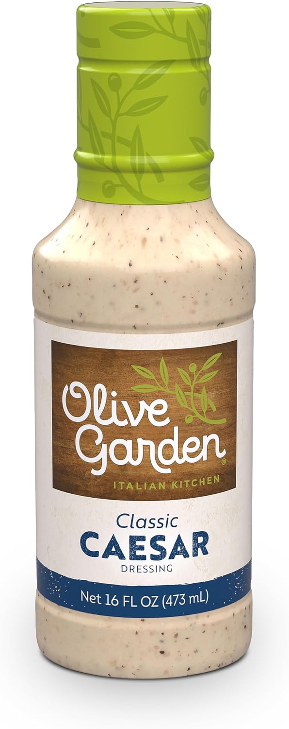 Olive Garden Classic Caesar Dressing, 16 fl. oz., Made with Parmesan Cheese, Spices, Red Wine Vinegar and Lemon, Perfect Chicken Marinade, Sandwich Spread or Salad Dressing