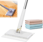 Automatic Cloth Changing Mini Mop, Lazy Mop Wet and Dry with 360°Rotating Head, Hands-Free Flat Dust Mops with 4 Cleaning Towels, Mini Sweeper Mops for Floor, Mirror, Wall (White, 93cm/36.6in)