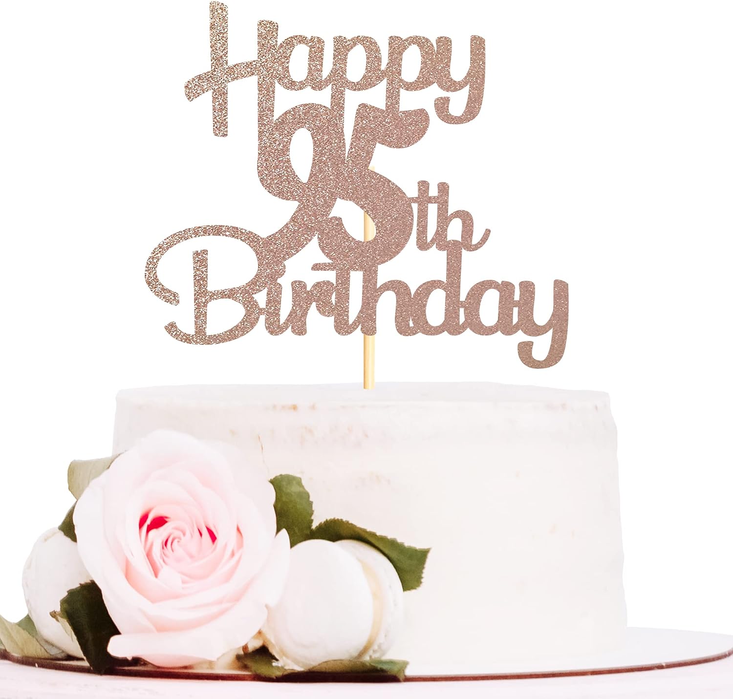 Sotpot Happy 95th Birthday Cake Topper Rose Gold Glitter 95th Cake Toppers 95 Birthday Cake Decorations for Cheers to 95 Fabulous Birthday Party Supplies - 1 Pack