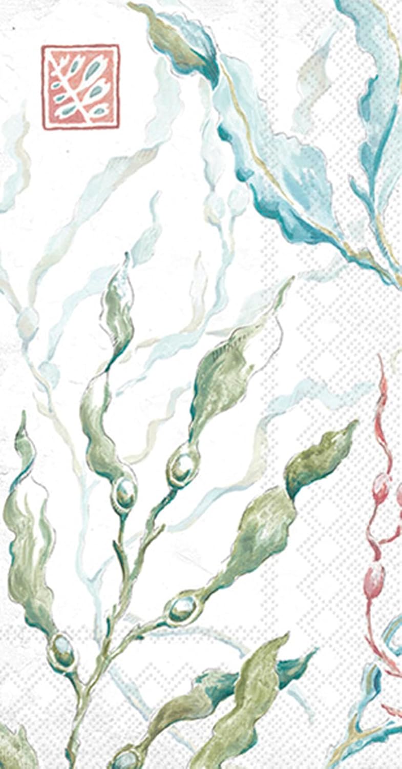 IHR Ideal Home Range Dinner Napkins Disposable 3-Ply Paper Hand Towels, 8.5" x 4.5", Delicate Sea, 16-Count