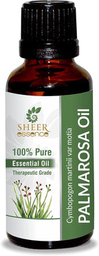 Palmarosa Oil -(Cymbopogon Martinii)- Essential Oil 100% Pure Natural Undiluted Uncut Therapeutic Grade Oil 1.01 Fl.OZ