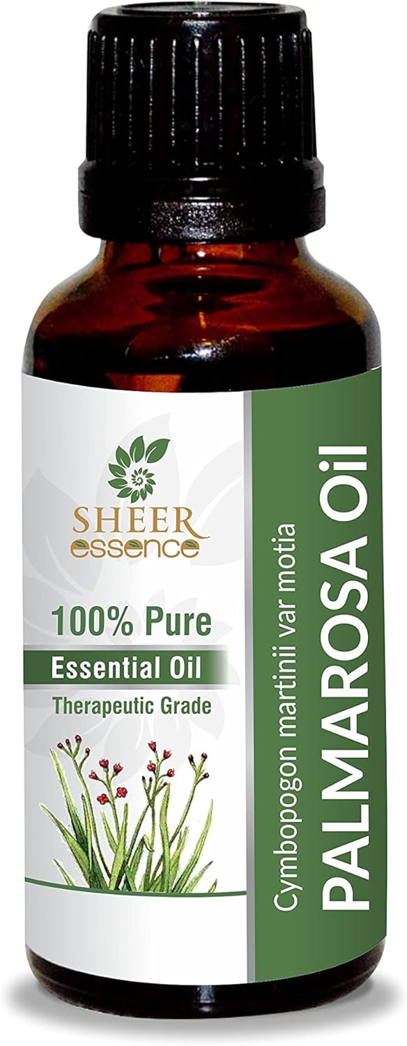 Palmarosa Oil -(Cymbopogon Martinii)- Essential Oil 100% Pure Natural Undiluted Uncut Therapeutic Grade Oil 0.33 FL.OZ