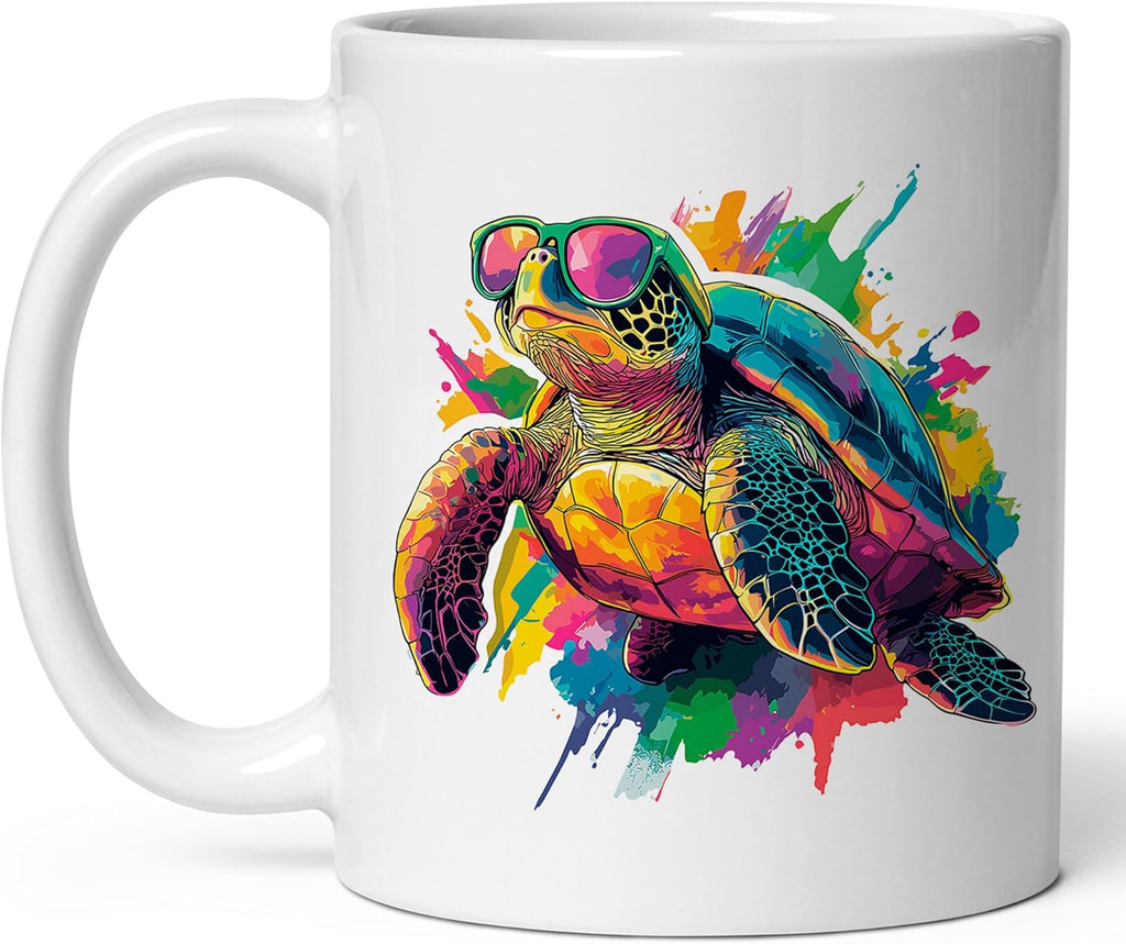 Turtle Ceramic Coffee Mug 11oz Cute Funny Souvenir - Tea Coffee Mug with Comfortable Grip - Unique Animal Gift Cup for Office or Home Men Women Kids Adults - Vibrant Long-Lasting Print ID44991