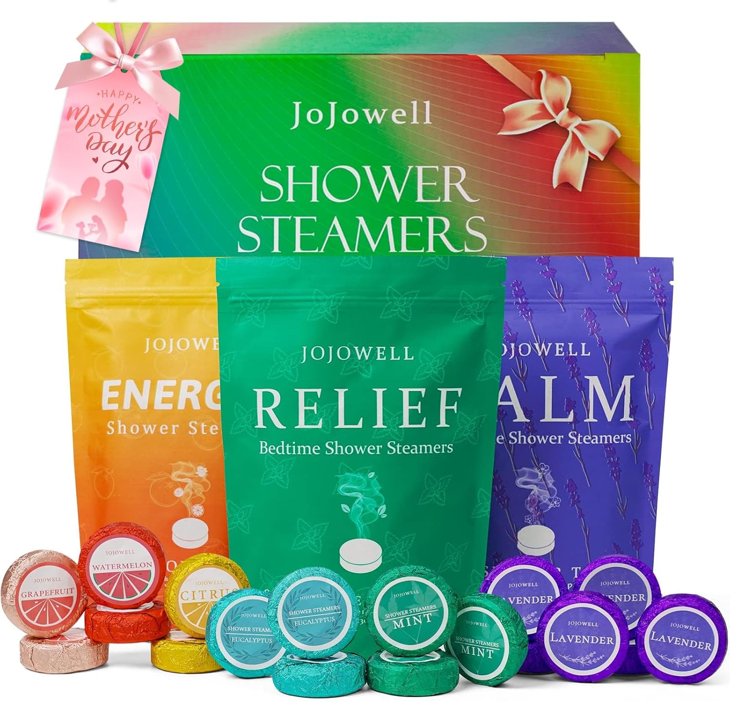 JoJowell Shower Steamers Aromatherapy - 18 Pack Mothers Day Gifts for Mom Wife Grandma from Daughter Son, Birthday Gifts for Women Men Self Care with Natural Essential Oils Relaxation Home SPA
