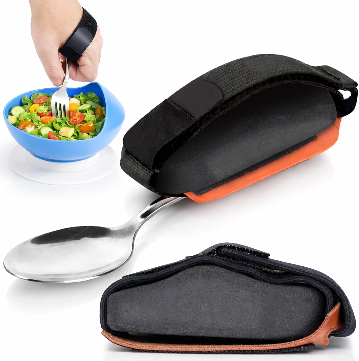 Vive 2 Pack Adaptive Utensil Strap Holder - Adjustable Hand Cuff for Holding Utensils - Parkinsons Aids for Living - Adaptive Equipment for Disabled Adults - Assistive Eating Device for Tremors Foam