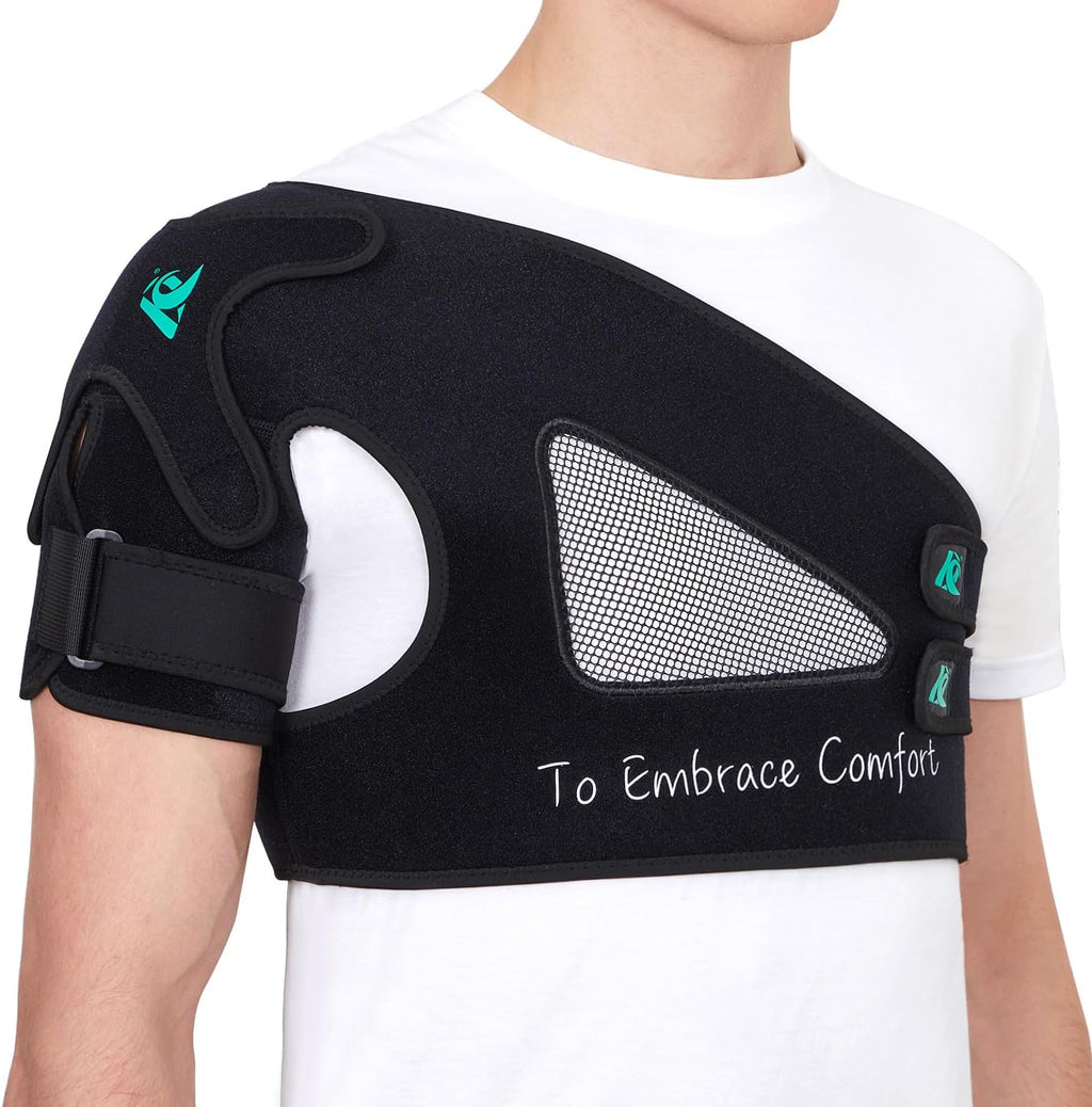 KD Shoulder Support Brace: Shoulder Stability Brace for Torn Rotator Cuff, AC Joint Pain Relief, Dislocation, Tendonitis, Arthritis - Shoulder Braces for Men/Women with X-Strap Support System