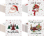 Fulmoon 120 Pcs Christmas Cocktail Paper Napkins Disposable 2 Ply Santa Beverage Napkins Decoupage Xmas Tree Towel for Christmas Party Dinner Table Supplies (Classic Style)