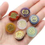 7 Chakra Crystal Stones Natural Reiki Healing Crystals Gemstones with Engraved Chakra Symbol Polished Stone for Meditation Crystal Therapy Gift for Reiki Practitioners