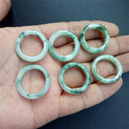 CAOMIAN Natural Myanmar Emerald Green Jade Rings Hand-Carved Jadeite Real Stone Jade Ring Jade Jewelry for Men Women (Ring Size : 7.5)
