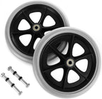 2Pcs Walker Wheels Replacement, 8 Inch Wheelchair Front Wheels with 2 Axles, Rubber Rollator Wheel Replacement Smooth Replacement Wheels for Walker Wheelchair Wheel Accessories, Gray