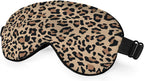 Leopard Print Sleep Mask Eye Mask Animal Skin Brown Sleep Mask Light Blocking Adjustable Smooth Soft Eye Masks for Women Deep Rest Travel