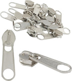 Piutouyar 100 Pack #5 Zipper Sliders Replacement, Silver Zipper Pulls Bulk for Nylon Coil Zippers Repair Kits for Luggages Jacket Purses Bags