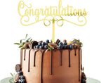 Acrylic Congratulations Cake Topper, Class of 2026 Cake Topper, Congrats Grad Party Decorations Supplies, High School Graduation/College Graduate Party Decoration Supplies (Gold Acrylic)