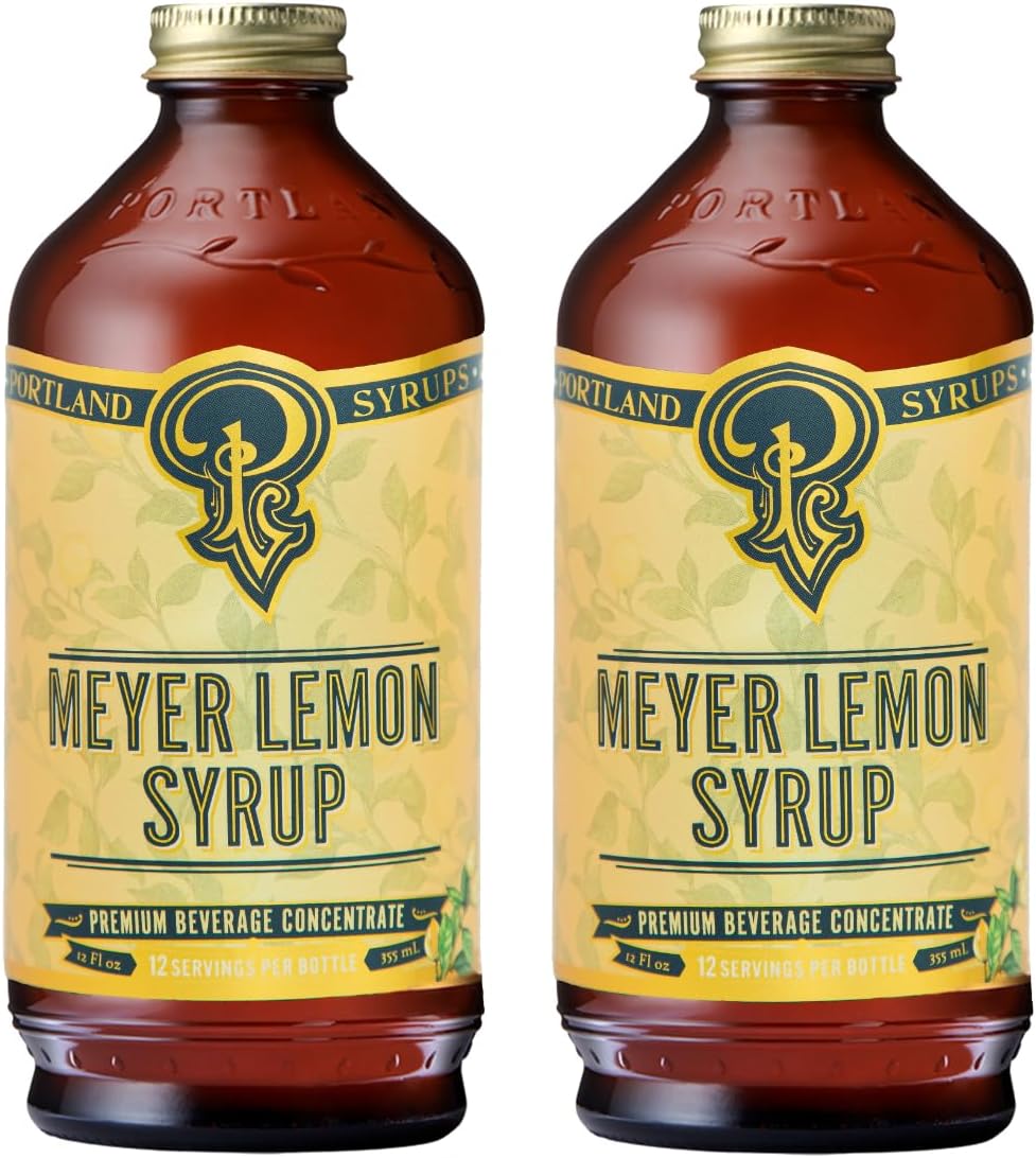 Portland Syrups Meyer Lemon Syrup - Premium Beverage Concentrate for Delicious Cocktails, Tea, Soda, Coffee Drinks, Baking, and More - 12 oz with 12 Servings (Pack of 2)