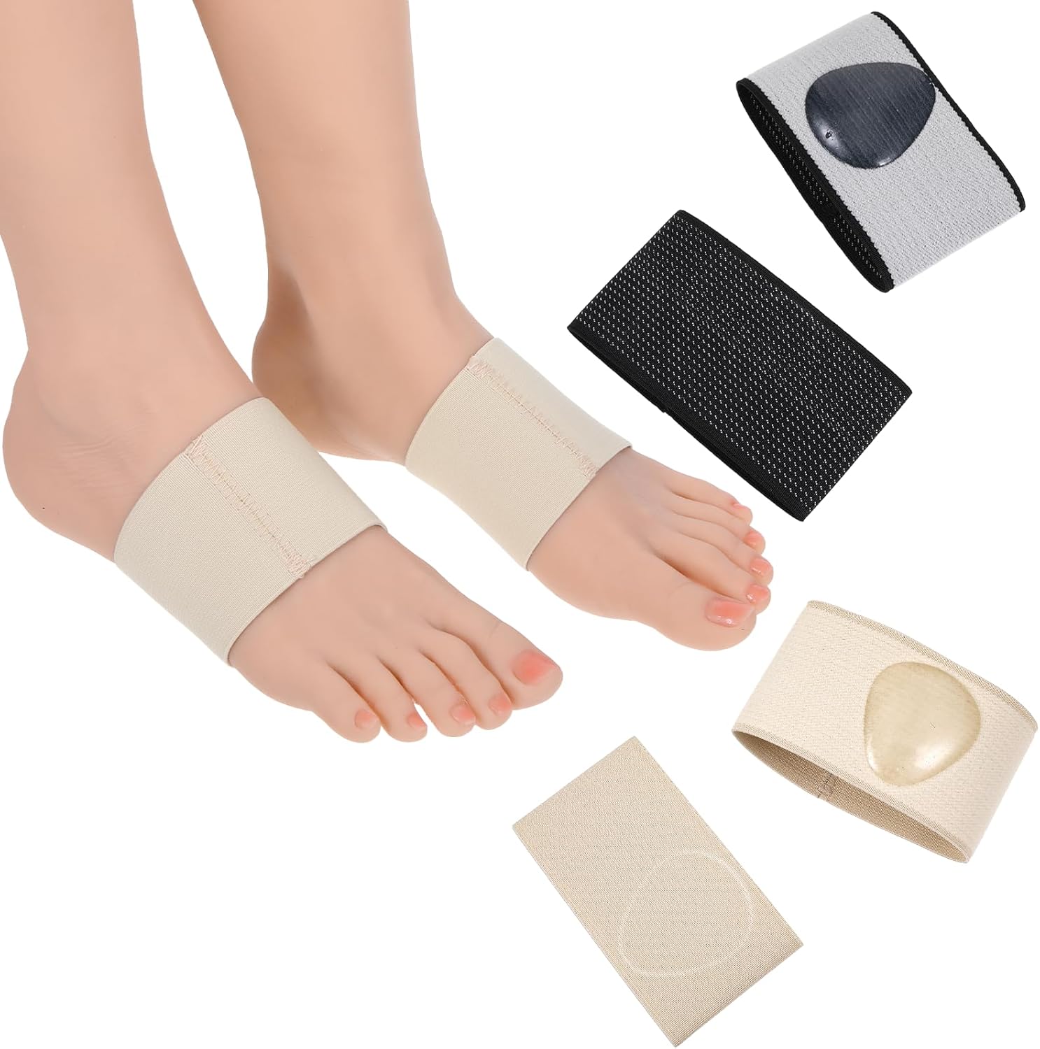 2 Pairs Copper Arch Support Sleeves, 3.8 × 2.36 inches Plantar Fasciitis Braces for Foot Care, Plantar Brace Compression Bands for Flat Feet Heel Spurs Feet Care Pain Relief (S)