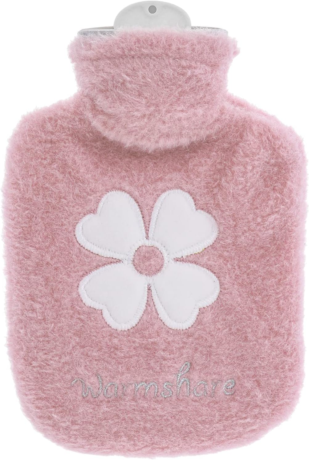 500ml Hot Water Bottle, 2-in-1 Small Hot Water Bottle with Cover Warm Water Bag with Soft Premium Faux Fur Cover Water Bag for Cold & Hot Compress Mini Hot-Water Bag for Women Men (Pink)