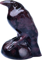 Natural Garnet Crystal Raven Statue 2" Healing Crystal Handmade Sculpture Lucky Guardian Pocket Statues Reiki Meditation Office Home Decoration Gift