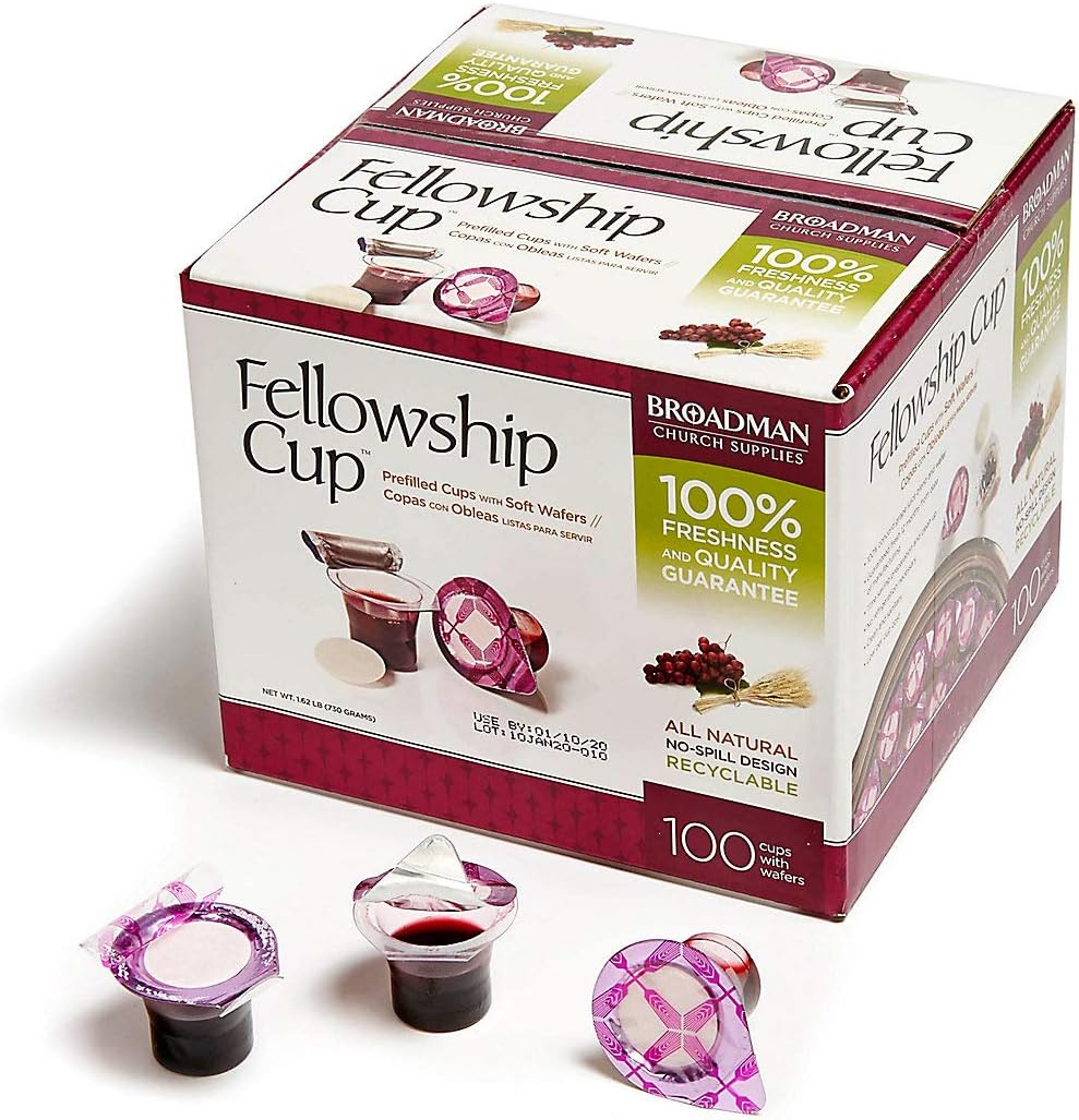 BROADMAN CHURCH SUPPLIES Pre-filled Communion Fellowship Cup, Juice and Wafer Set, 100 Count