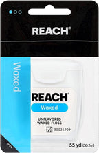 Reach Unflavored Waxed Dental Floss for Oral Care & Removal of Plaque & Food from Teeth & Gum Line, Accepted by The American Dental Association (ADA), Unflavored, 55 yds (Pack of 6)