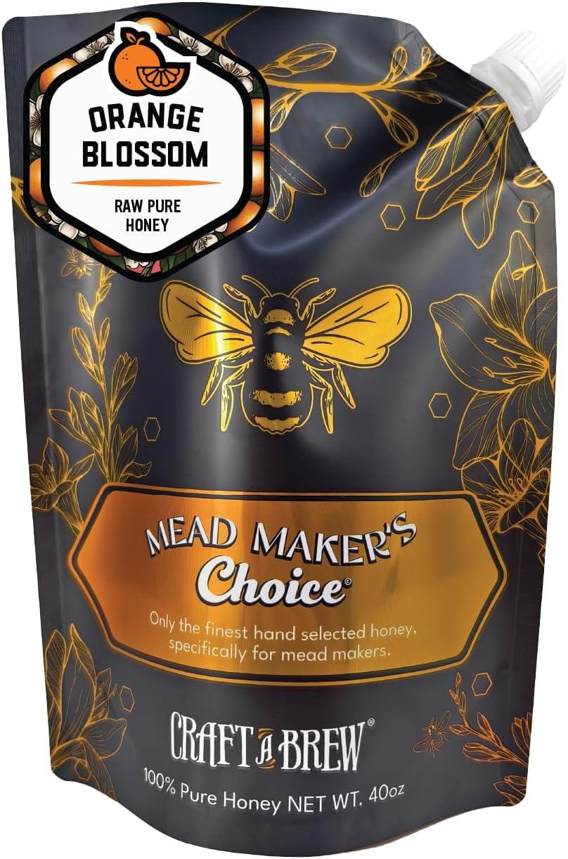 Craft A Brew - Mead Maker’s Choice - Orange Blossom Honey for Mead Making & Fermentation – 100% Pure Raw Honey - 40 oz