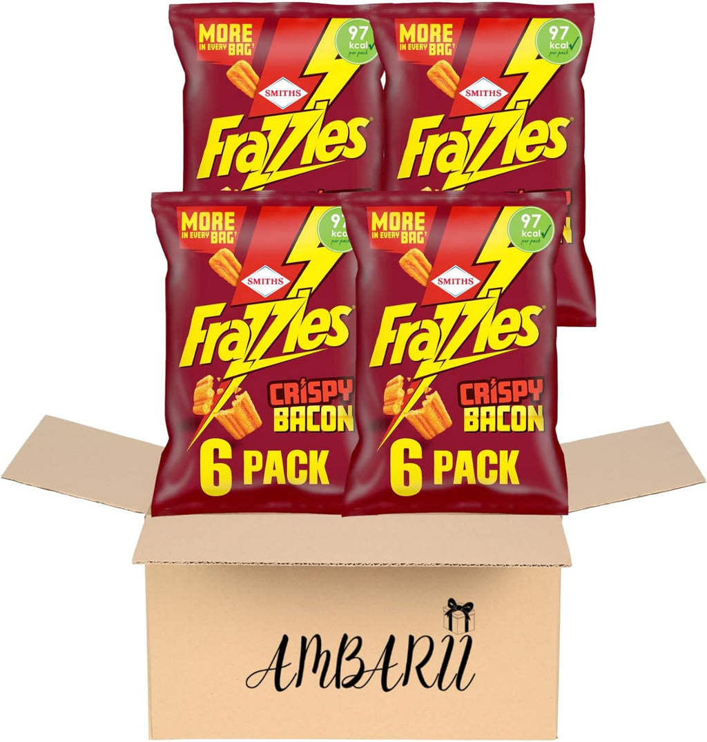 AMBARII Smith's Smiths Frazzles Crispy Bacon Flavour Corn Snacks Pack of 6 x 4