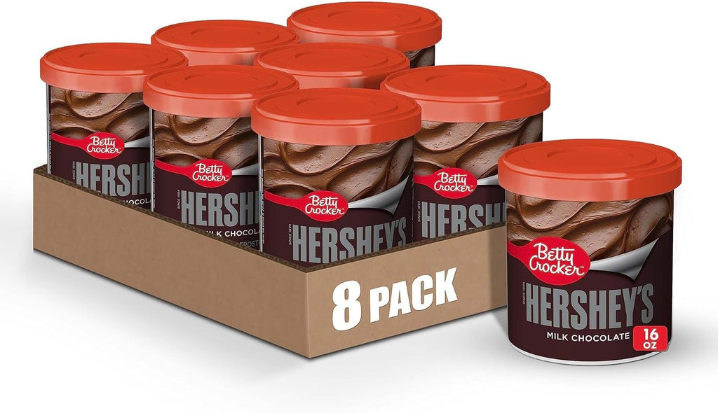 Betty Crocker HERSHEY'S Milk Chocolate Frosting, Gluten Free, 16 oz (Pack of 8)