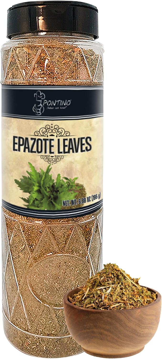 Pontino Dried Epazote Leaves - Dry Epazote Seasoning for Beans, Soup, Scrambled Eggs, Grilled Meat - All Natural & Non-GMO - 6.87oz (195g)