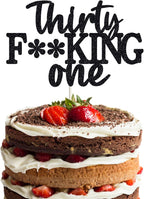 31 Cake Toppers - Happy 31st Birthday Set, Black Glitter & Funny Designs for Men & Women