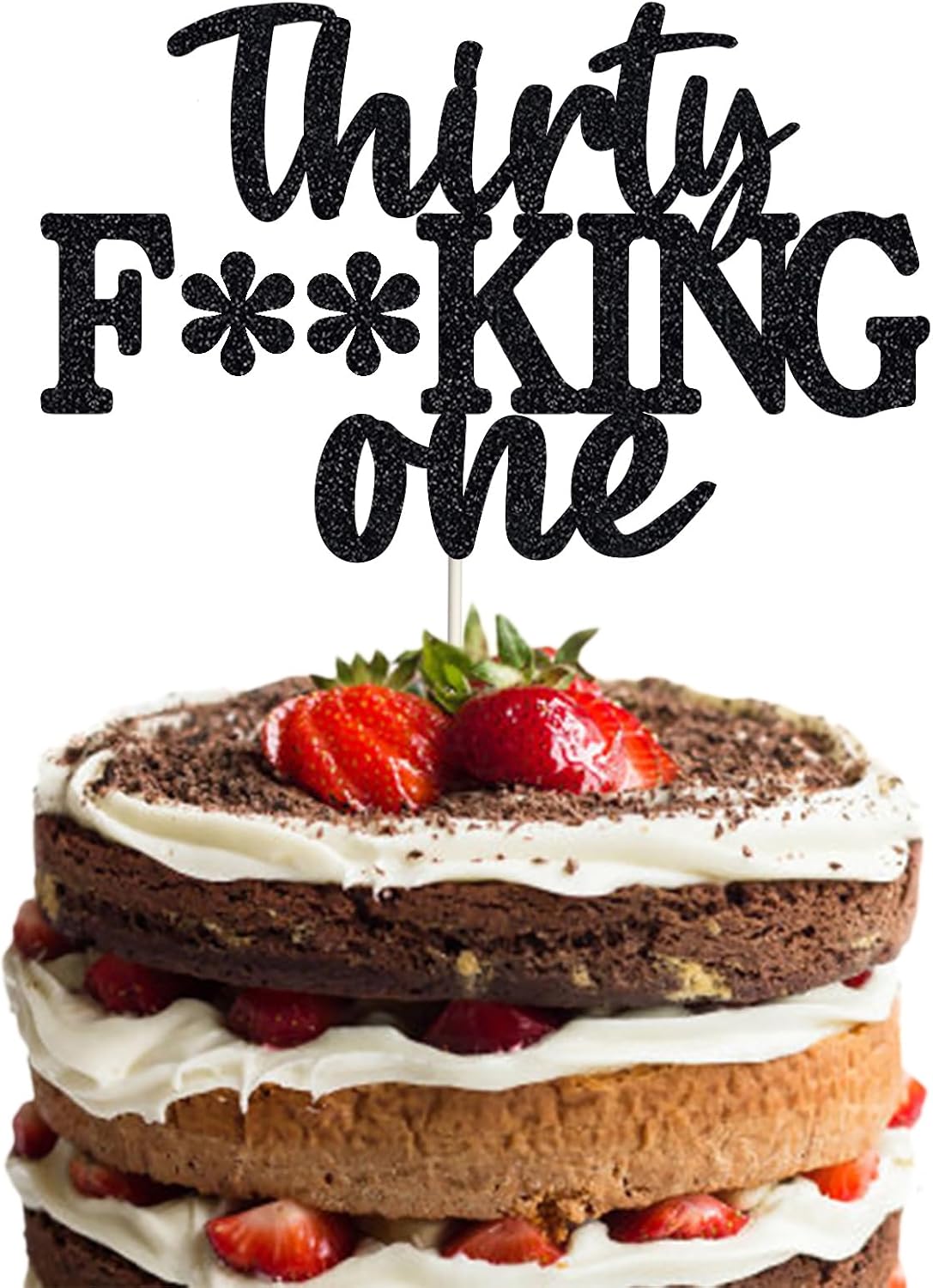 31 Cake Toppers - Happy 31st Birthday Set, Black Glitter & Funny Designs for Men & Women