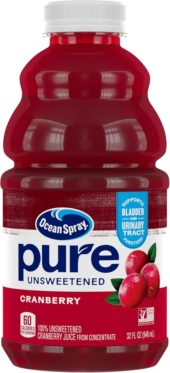 Ocean Spray® Pure Unsweetened Cranberry, 100% Cranberry Juice From Concentrate, 32 Fl Oz Bottle