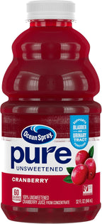 Ocean Spray® Pure Unsweetened Cranberry, 100% Cranberry Juice From Concentrate, 32 Fl Oz Bottle